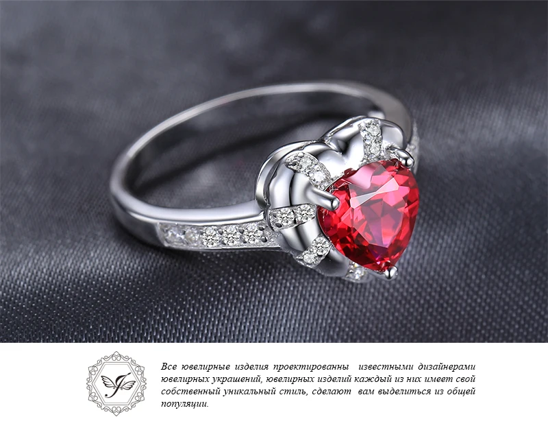 Jewelrypalace сердце любовь 1.86ct создан красный рубин Обручальные кольца для Для женщин Талисманы 925 серебро Мода г. Красивые ювелирные изделия