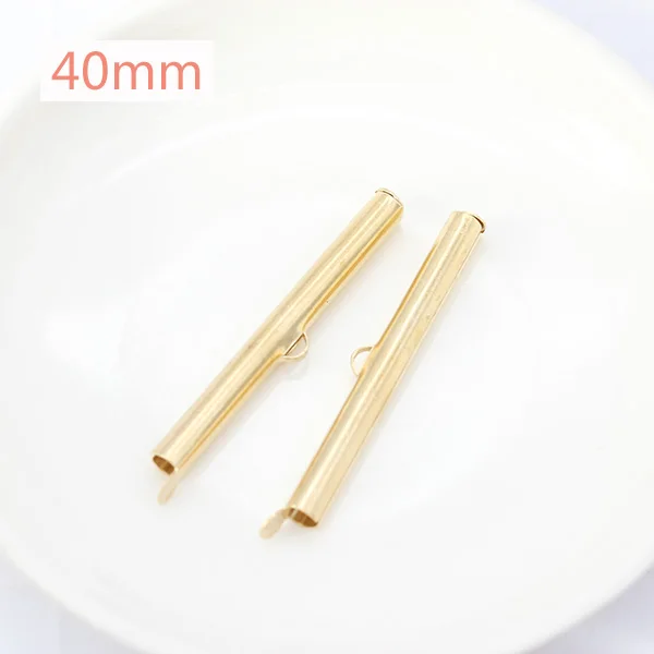 40mm kc gold 50p 10/13/16/20/25/30/35/40 мм цвет серебристый, золотой бисером Miyuki скользят по конечных застежка трубка Ползунки с торцевыми крышками разъем для бисером цилиндр - Цвет: 40mm kc gold