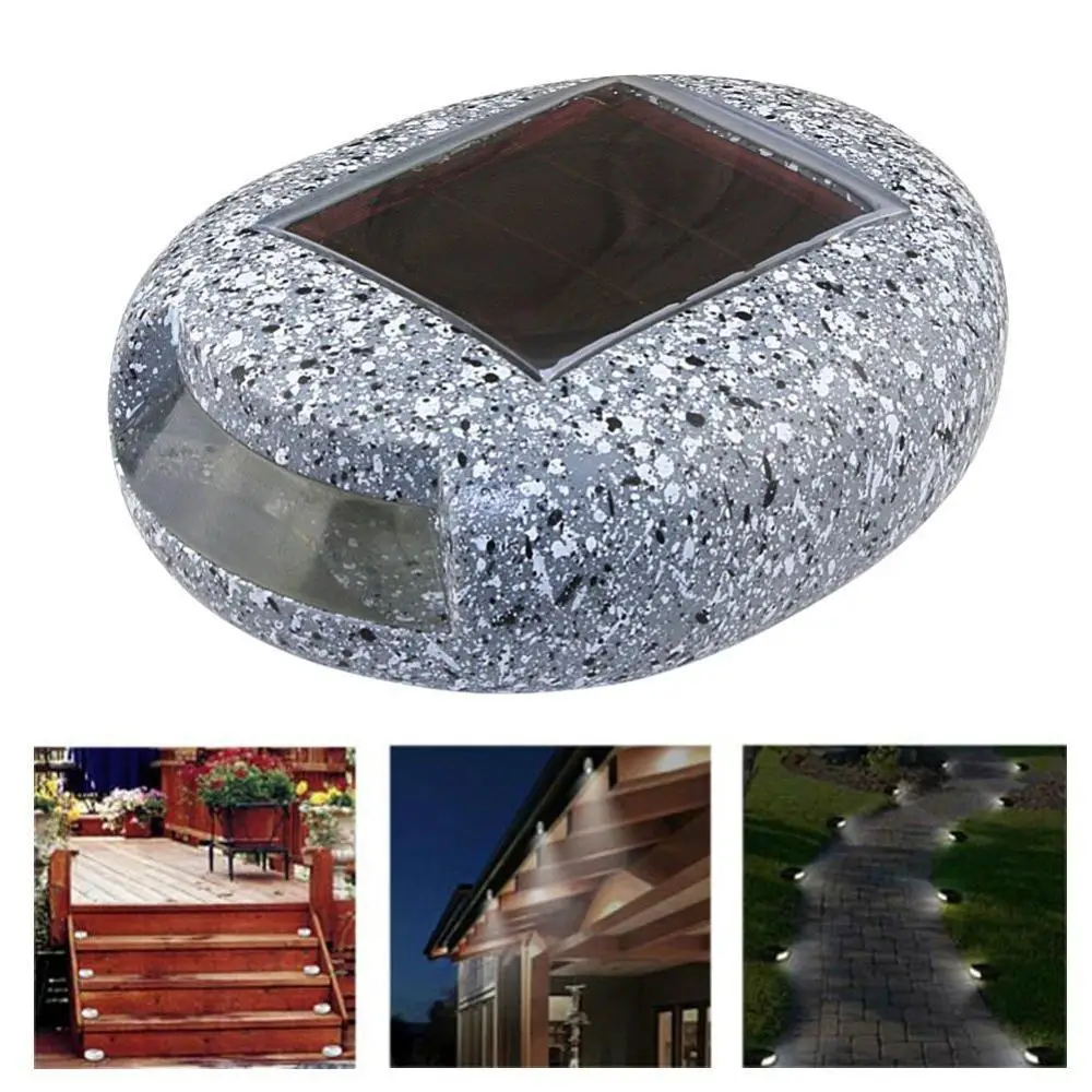 Solar Resin Stone Shape Solar Pin Lamp Path Road Lights Marker Lighting Waterproof Outdoor Home Garden Yard Light Decoration