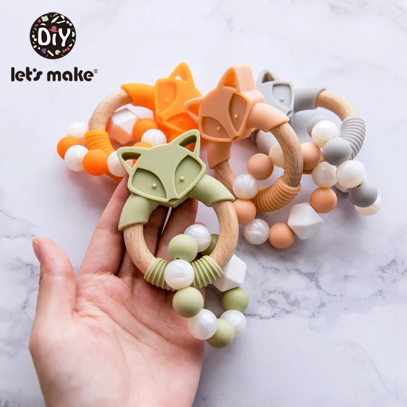 Let'S Make 1 шт. силиконовый прорезыватель из буковой древесины деревянное кольцо 60