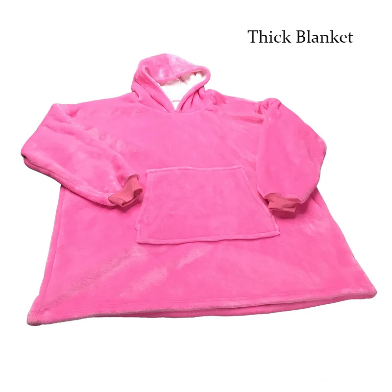 Thick Pink Blanket Микрофибра плюшевое Коралловое Флисовое одеяло с рукавами супер мягкий теплый открытый карман для взрослых зимнее с капюшоном ТВ одеяло s - Цвет: Thick Pink Blanket