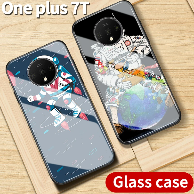 Стеклянный чехол для oneplus 7t с поддержкой дизайна космонавта астронавта галактики