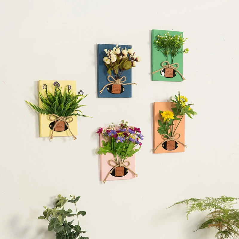 

Nordic Creative Hanging Wooden Base Flower Pot Wall Decoration Ornaments Green Plants Container Art Home Living Room Wall Decor