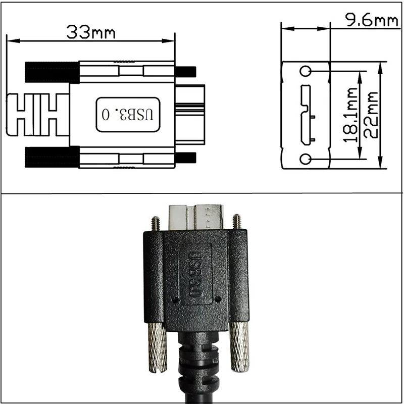 Панельное крепление USB 3 0 B мама к Micro папа с M2 винтовым замковым кабелем для