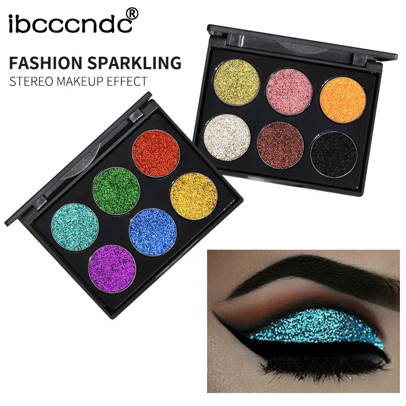 

Ibcccndc Diamond Sequin Eyeshadow Compact Shiny Glitter Powder High Light Eye Shadow Sequin Pearly Lustre Six-Color Eye Shadow