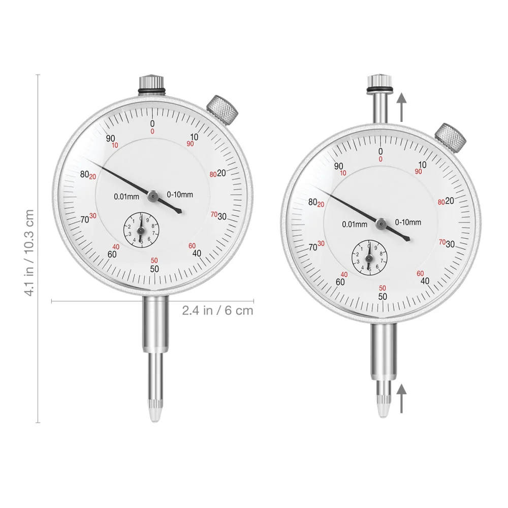 

UEETEK 1PC Mechanical Dial Indicator Probe Indicator Dial Test Gauge Range 0-10mm Dial Test Indicator (Silver)