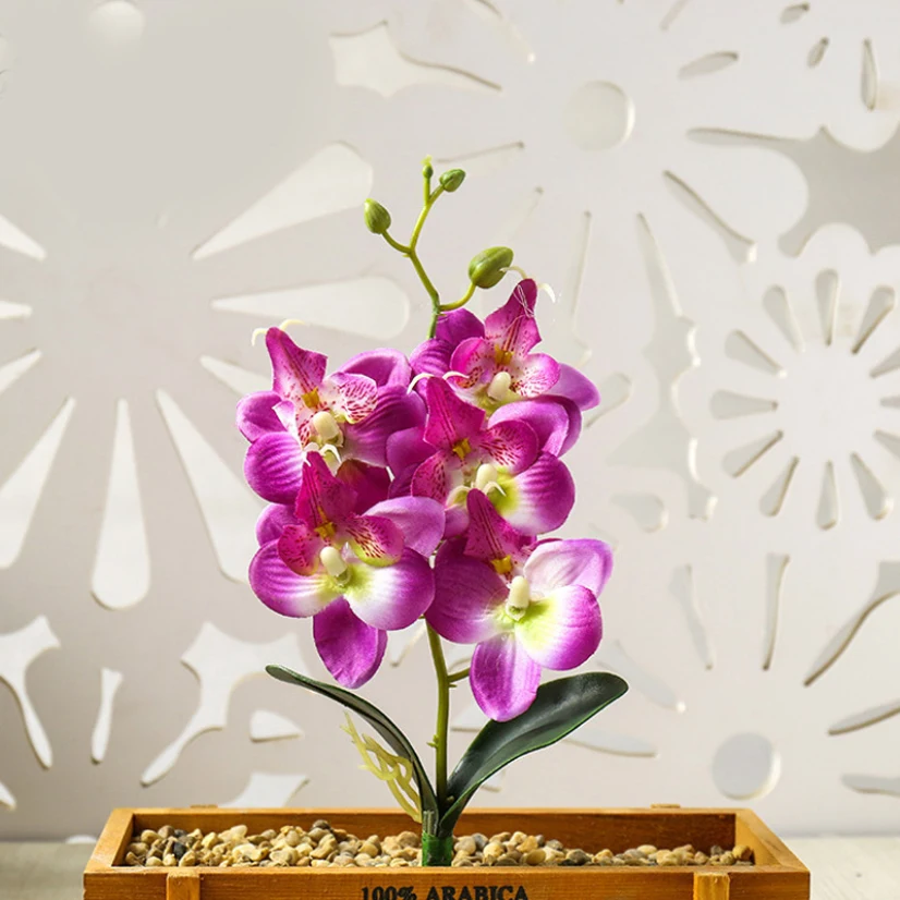 

Mini Phalaenopsis Bouquet Butterfly Orchid Wedding Decorations Christmas Mom Gift Home Ornaments Silk Flowers