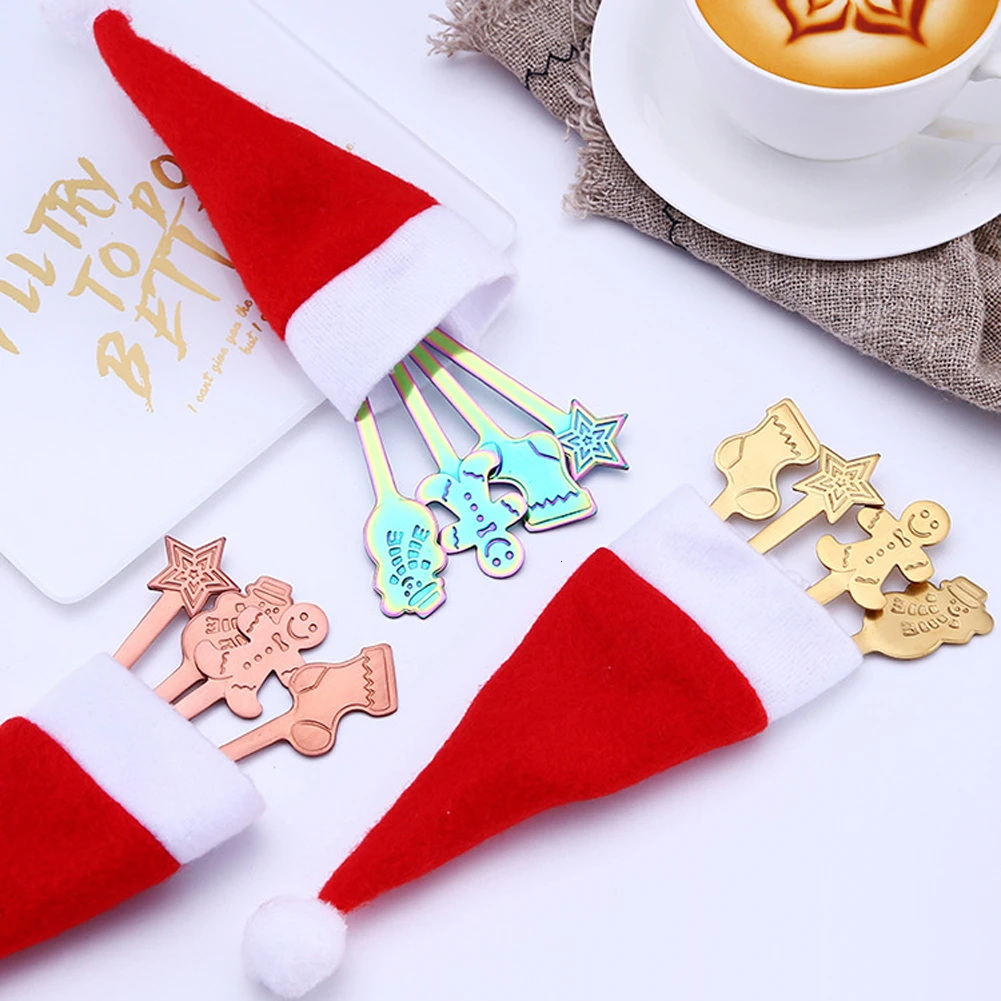 4 шт./компл. Рождественская кофейная нержавеющая сталь для ложек ложка Мороженое