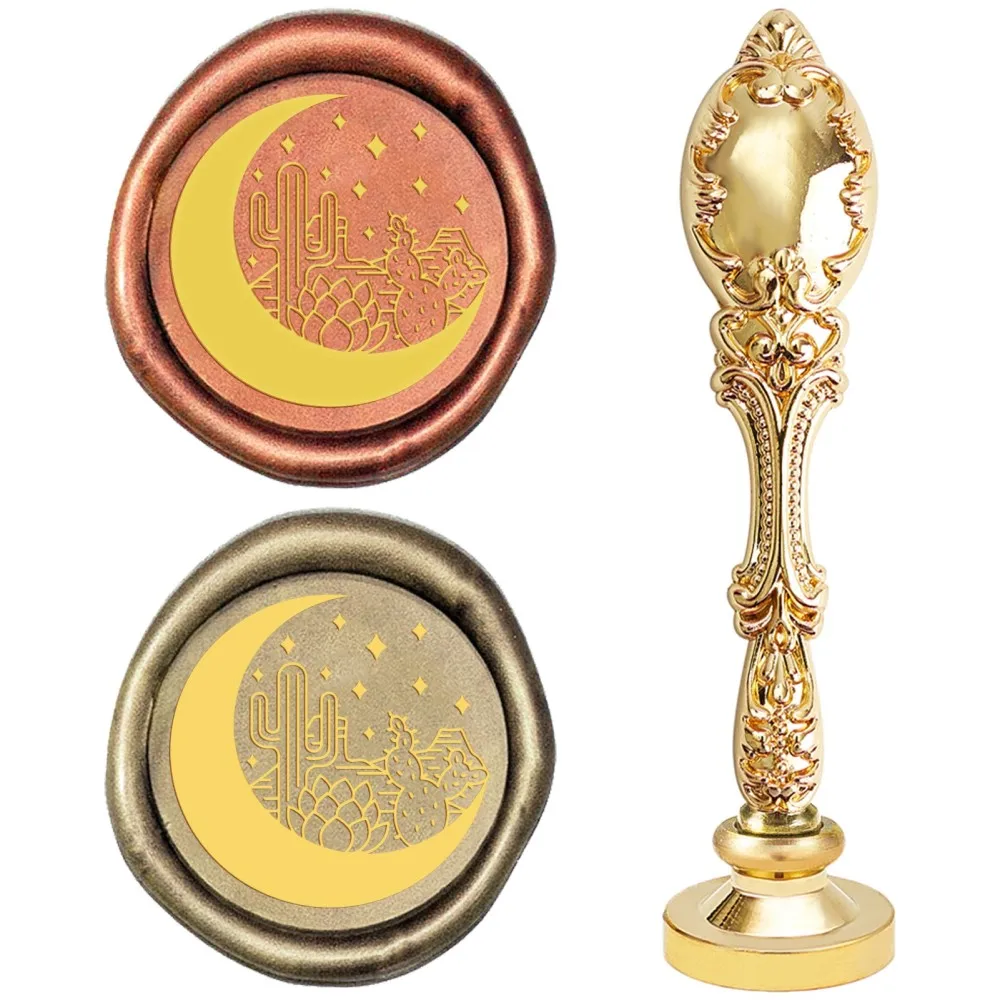 

1 pc DIY Scrapbook Brass Wax Seal Stamp and Alloy Handles Moon Pattern 103mm Stamps: 2.5x1.45cm