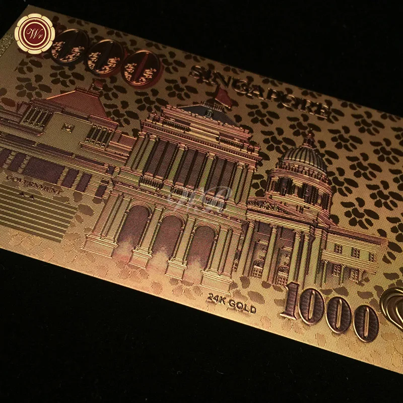 Держатель для банкнот WR из редкого золота Сингапур 1000 бумажные деньги Золотая