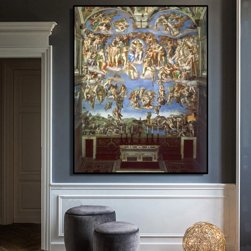 Картина последнее суждение Микеланджело холст плакаты и принты настенные