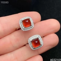 kjjeaxcmy fine jewelry s925 sterling silver inlaid natural garnet new girl fashion ring support test chinese style with box
