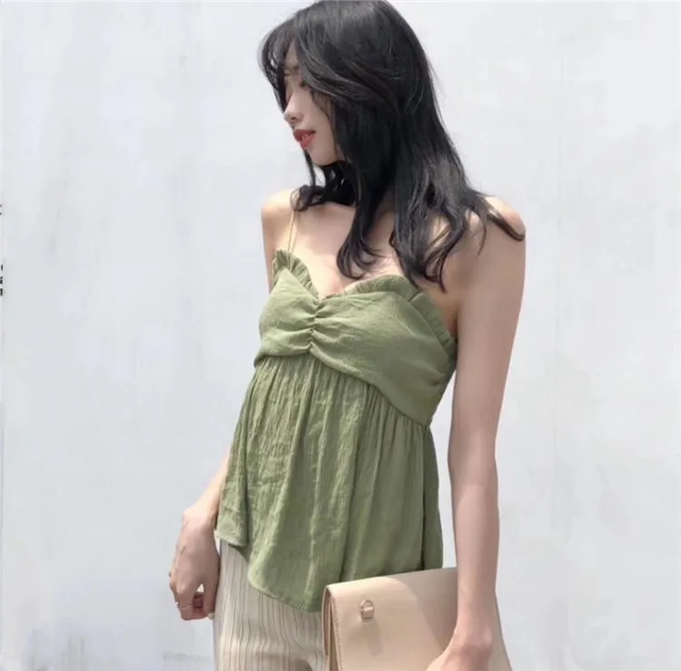 Новинка 2020 Модный женский сексуальный топ однотонный Летний жилет Женские