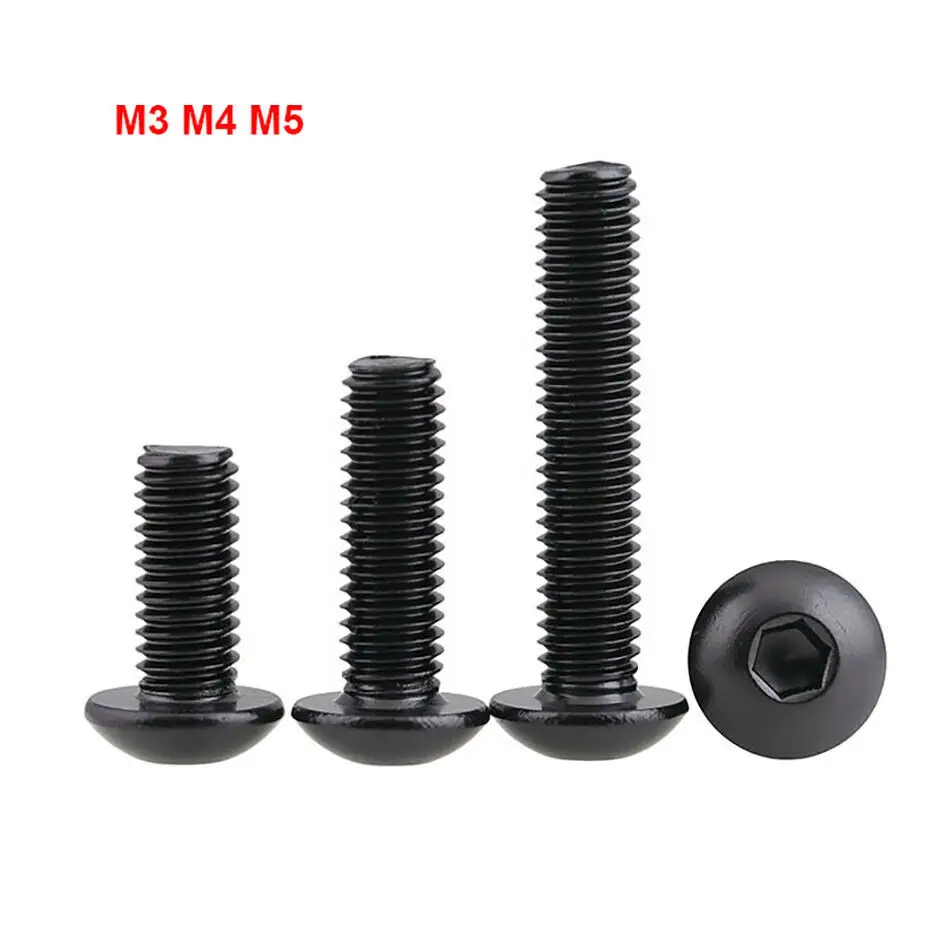 

M3 M4 M5 Pan Head Hex Hexagon Socket Screws DIN7380 Black 304 Stainless Steel Round Mushroom Button Head Allen Bolt Screws