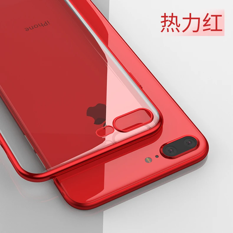 Роскошный обшивка прозрачный мягкий кремний чехол для телефона для iPhone 6 s 6S 7 7S iPhone 8 Plus X 10 11 Pro XR XS Max 5 5S 5SE Тонкий чехол - Цвет: Красный