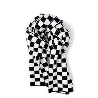 anime checkered black white plain pattern party cosplay knitted winter scarf hat gloves women neckerchief female scarves wraps