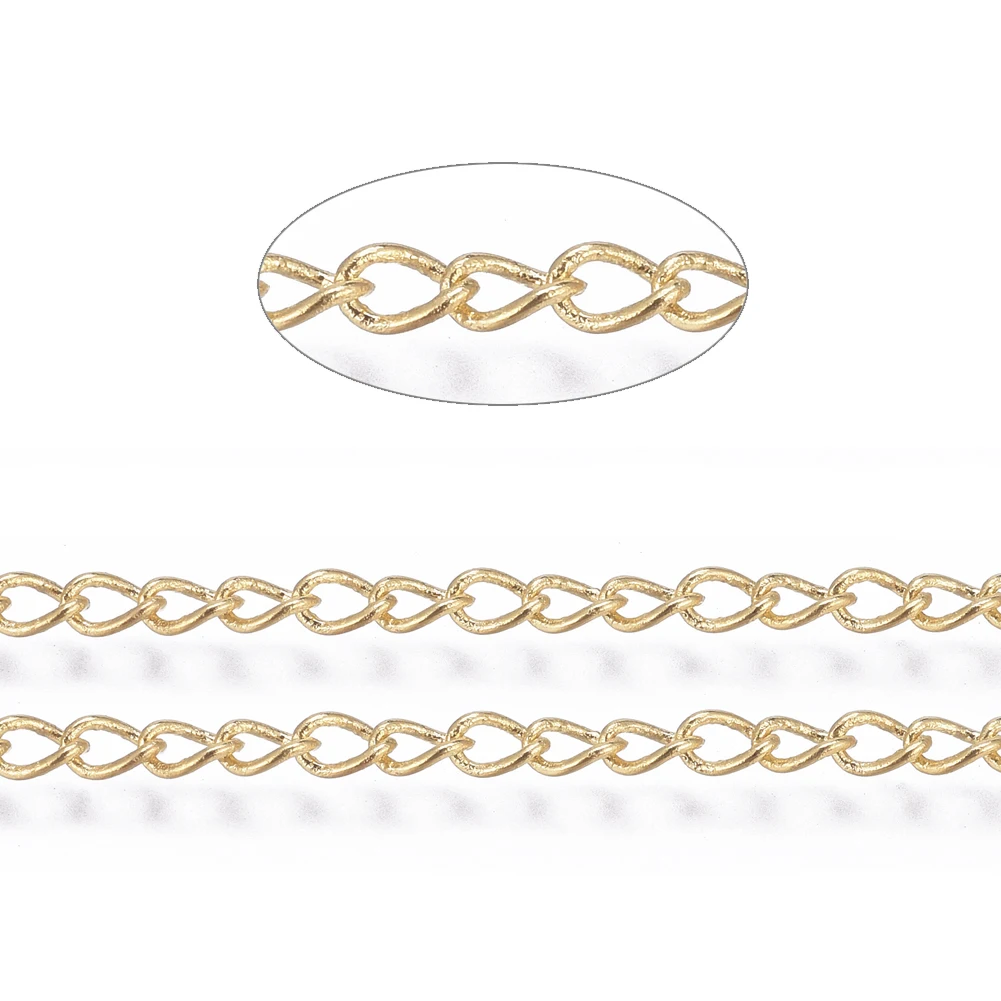 

Jewelry Findings Brass Twist Chains Curb Chains Nickel Free Golden 3x2x0.45~0.5mm