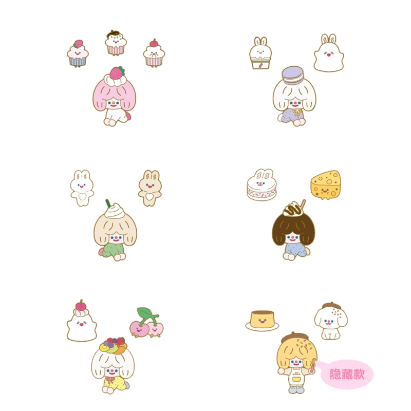 

Blind Box Original Rico Afternoon Tea badge Figures 6Style Random Surprise Anime Gift Guess Metal Insignia 5Pcs/Set