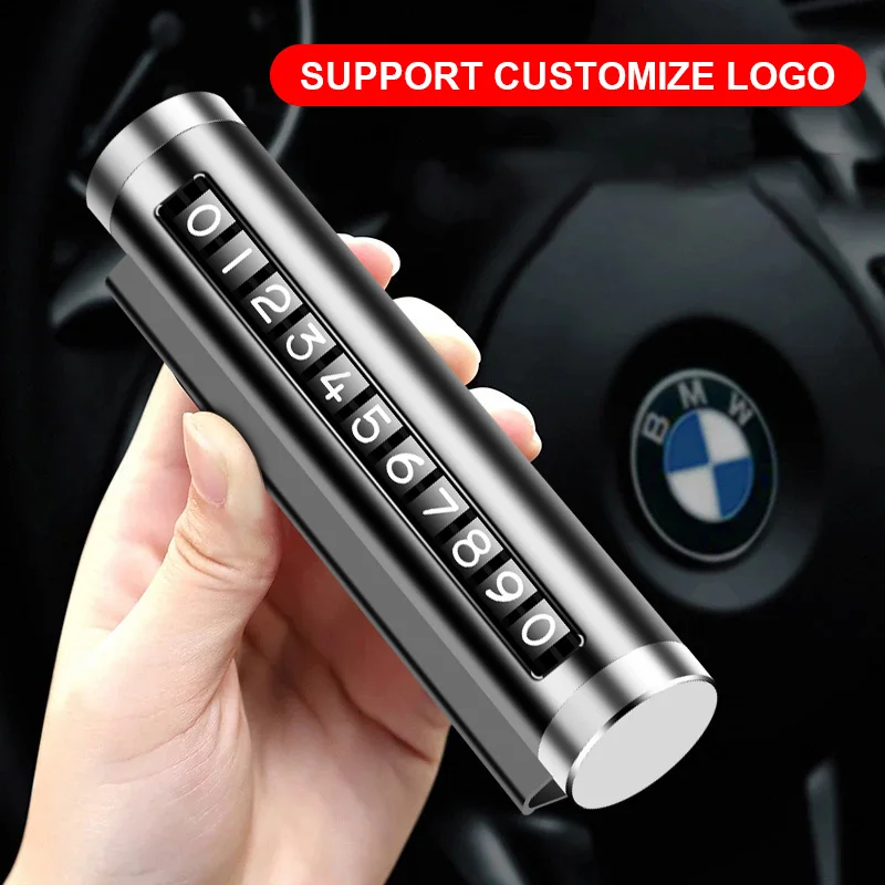 

Phone Number Plate Metal Car Temporary Parking Card Universal Rotate Aluminum Stickers Park Stop in Car-styling Auto Accessories