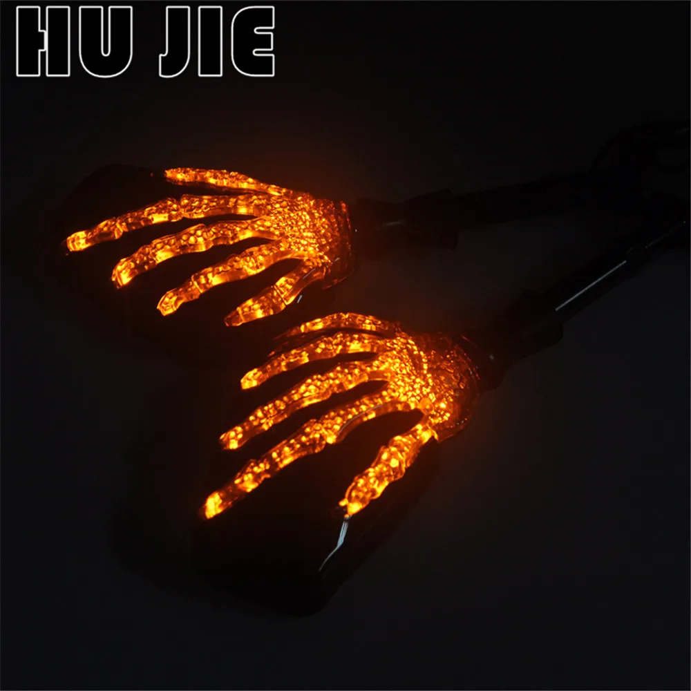

Motorcycle 8mm 10mm Rearview Mirror Skull Hand Pattern Ghost Claw LED Light Turn Signal Mirror For Honda For Yamaha For Suzuki