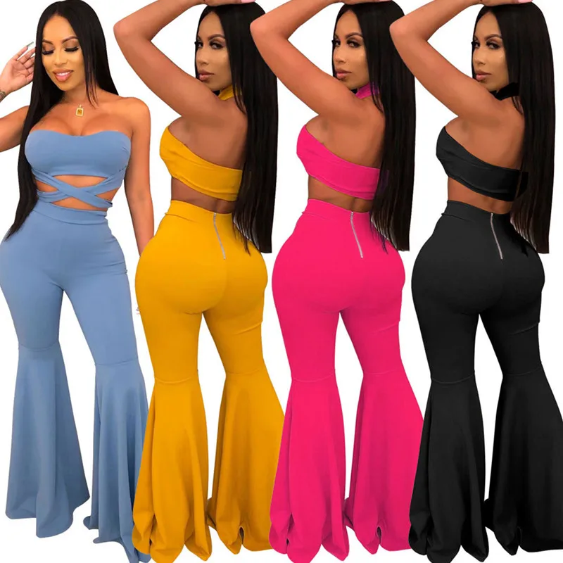 

Женский летний комплект из двух предметов, укороченный топ и брюки, Женский комплект из двух предметов, сексуальные подходящие комплекты, К...