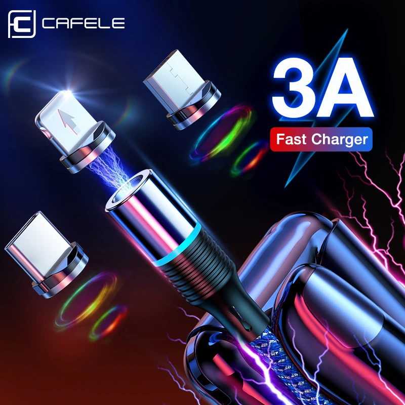 Магнитное зарядное устройство CAFELE USB C 2M Тип магнитная зарядка Быстрая для iPhone xiaomi