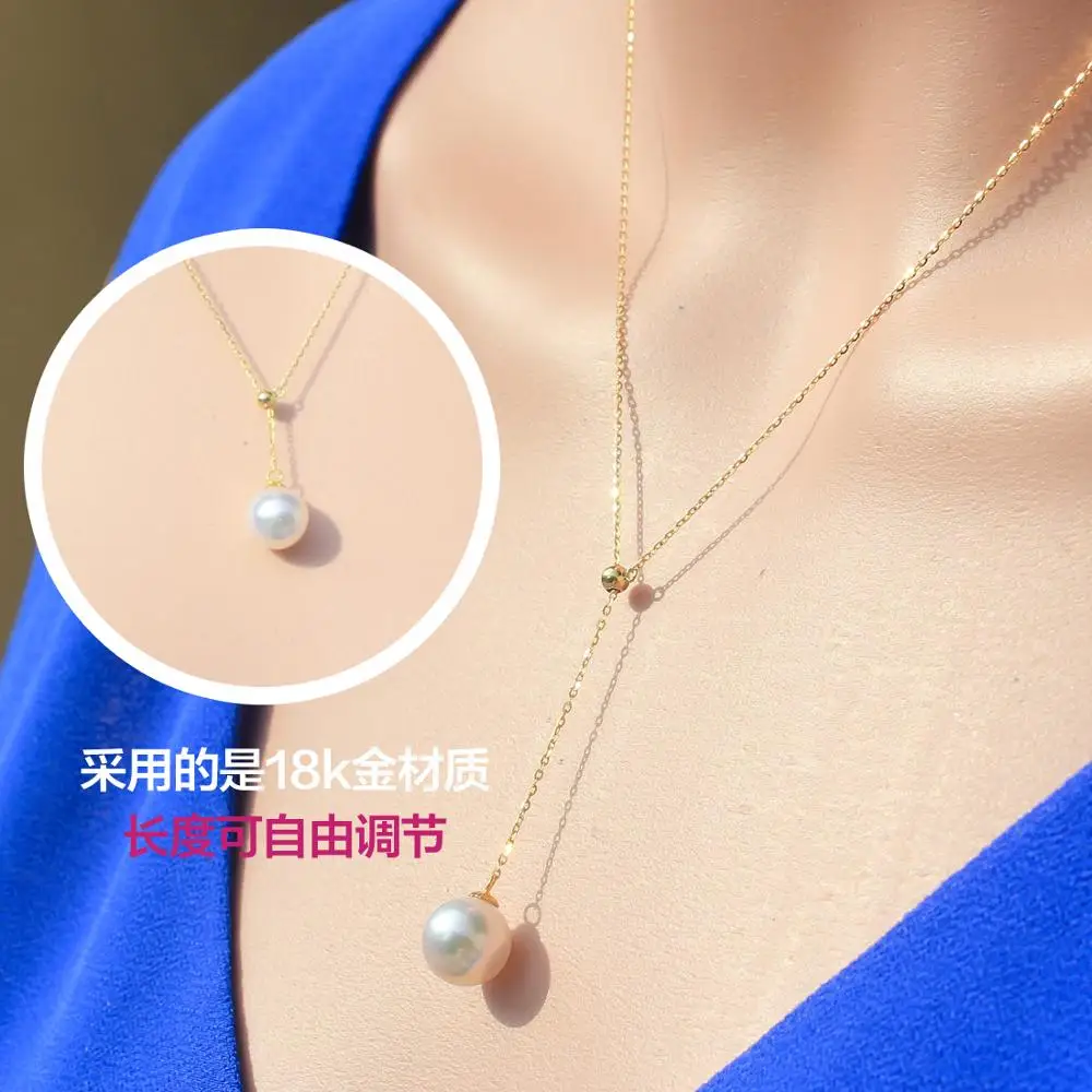 Изысканные ювелирные изделия натуральный 10-11 мм Akoya морской воды жемчуг кулон