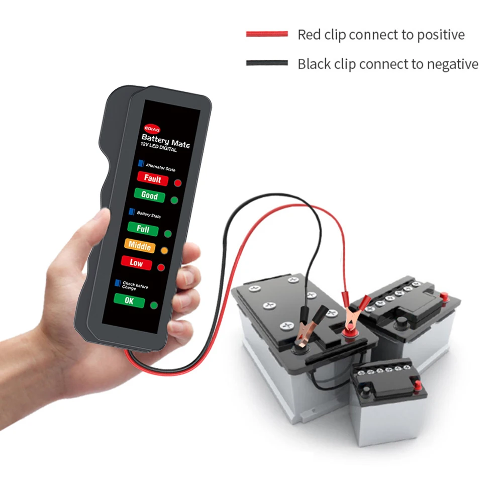 

Portable Battery Tester Analyzer with 6 LED Lights 12V Car Quick Cranking Charging Circut Alternator Car Diagnostic Tools