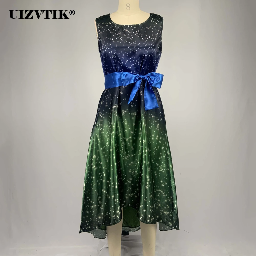 Летнее платье для женщин 2021 с узором звездного неба Сексуальная повязка Длинные