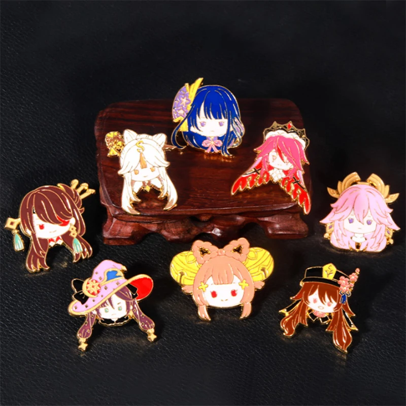 

Game Genshin Impact Enamel Pin HuTao Zhongli Brooches Bag Lapel Pin Cartoon Anime Badge Jewelry Gift for Kids Friends