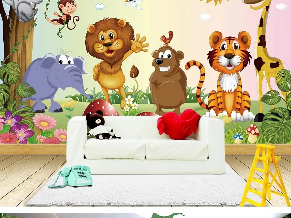 

New Custom 3D Large Mural Wallpaper Origina Cute animal park cartoon children's room TV Background living Bedroom