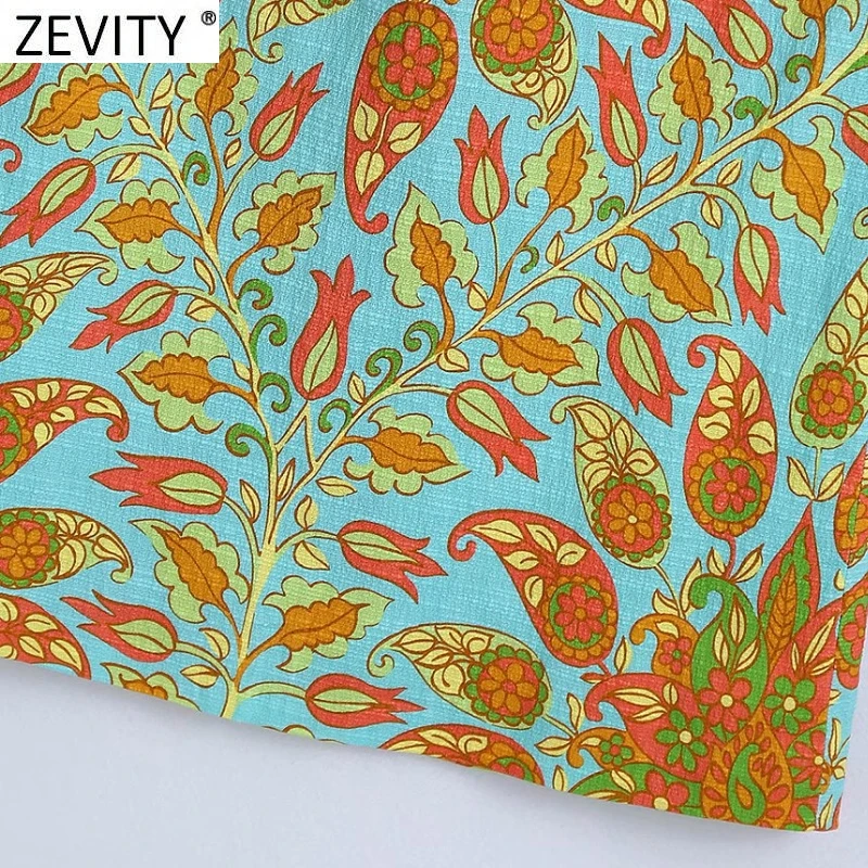 

Zevity Women Vintage Tropical Leaves Print A Line Skirt Faldas Mujer Female Back Zipper Chic Summer Split Midi Vestidos QUN784