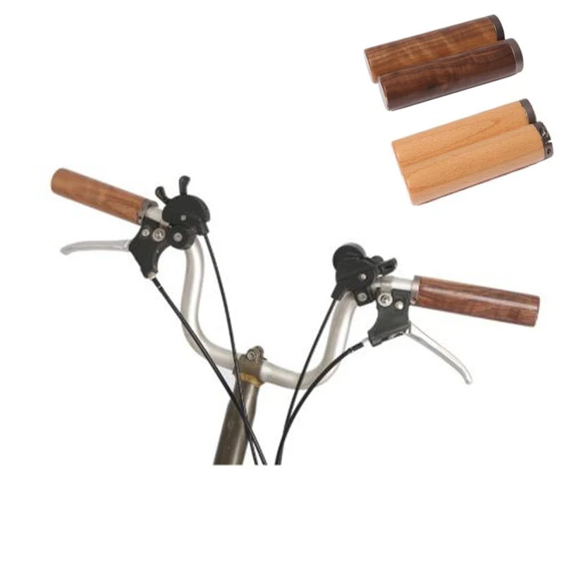 Handlebars Grip Fit 22.2mm Handlebar Waterproof And Crack-proof Locking Grips For Brompton Bike Wood Grips  2colors