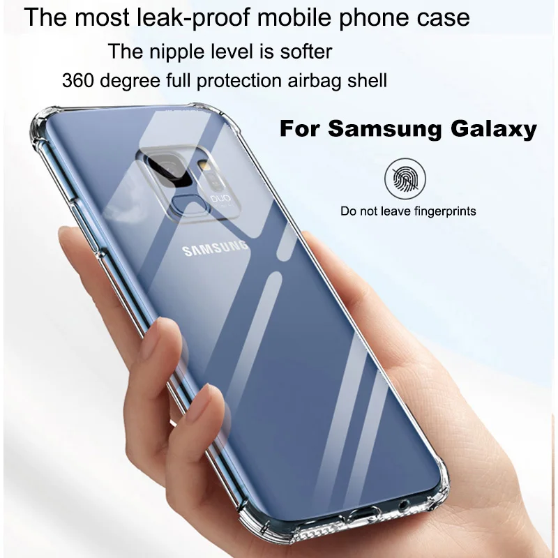 Противоударный прозрачный мягкий чехол из ТПУ для Samsung Galaxy Note 9 J8 A7 A9 2018 J2 J4 Core J6 S10