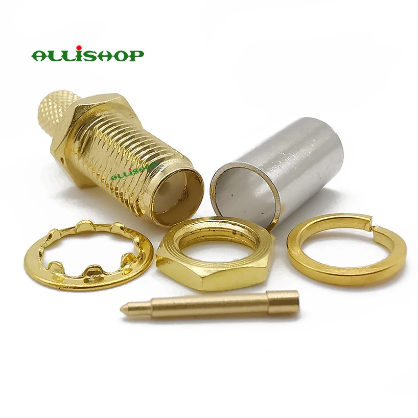 RP SMA гнездовая вилка с переборкой RF коаксиальный разъем обжимной RG58 RG142 LMR195 RG400