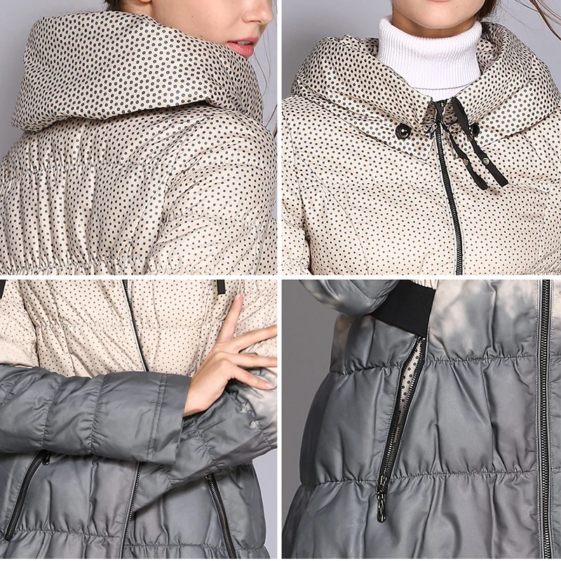 UAICESTAR Brand Fashion Long Straight Winter Down Jacket Women High Quality Casual Parkas Coat Wave Point Slim Stylish Outerwear