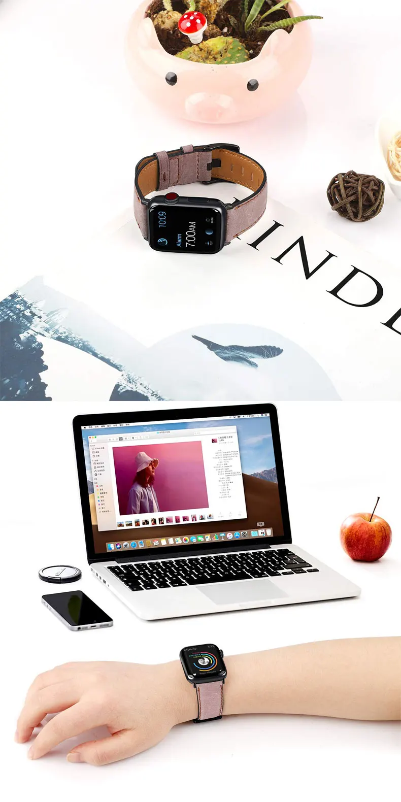 Ретро-стиле, из натуральной кожи, ремешок для наручных часов Apple Watch 4 5 44 мм 40 мм, 42 мм, 38 мм, версия наручных часов iwatch, ремешок Watch series 5/4/3/2/1 браслет аксессуары