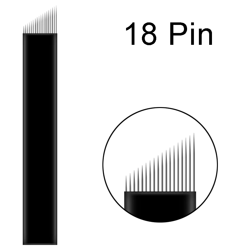 18pin 50 шт. 0,16 мм черные ламиновые микроблейдинг иглы u-образной формы 18 штифтов лезвия, иглы для татуажа Перманентный микроблейдинг ручка для вышивки - Габаритные размеры: 18pin