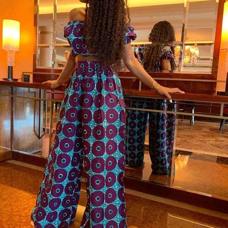 Женская одежда в африканском стиле Брюки с принтом Дашики Широкие брюки Bazin