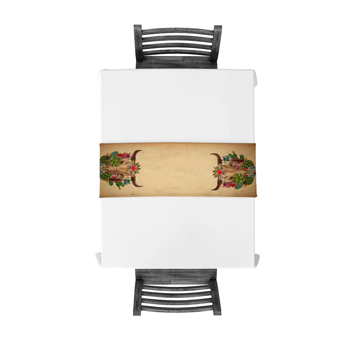 Летний кактус корова череп ретро Multi настольная дорожка Современная льняная