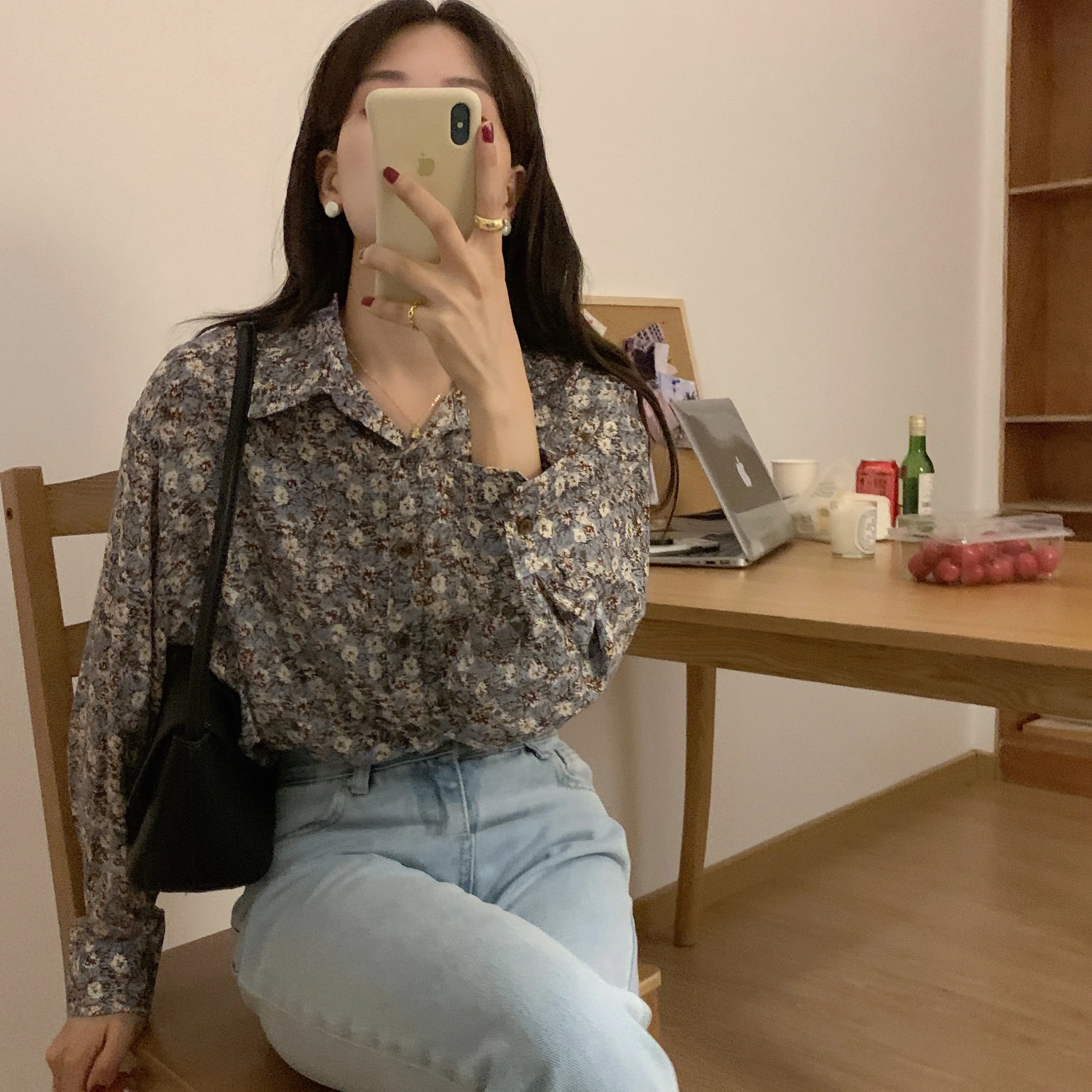 

Alien Kitty 2021 New Loose Shirts Retro French Free All Match Office Lady Gentle Sweet Elegance Blouse Women Chic Female Tops