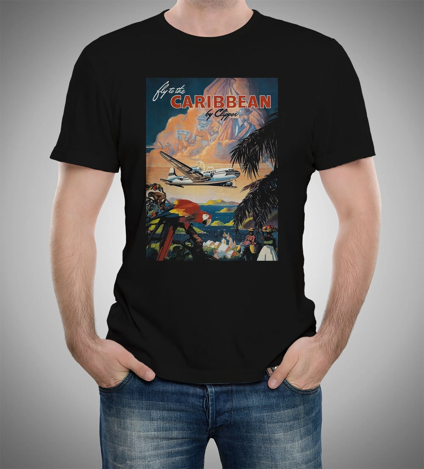 

Fly to the Caribbean by Clipper Int Airlines Posters T-shirt S to 5XL(1)