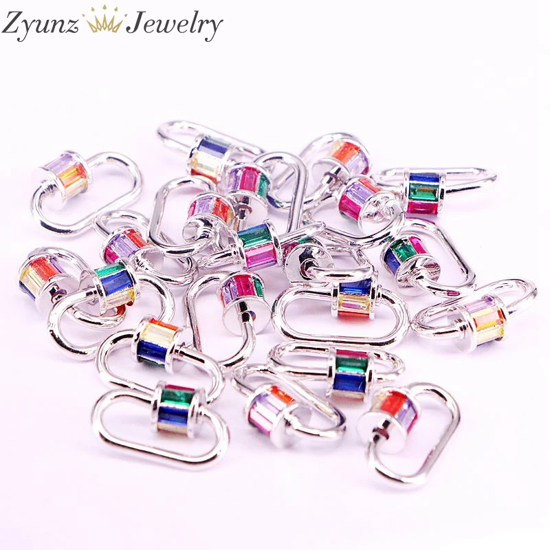 5 шт. многоцветная застежка из фианита с микрозакрепкой овальная форма карабин