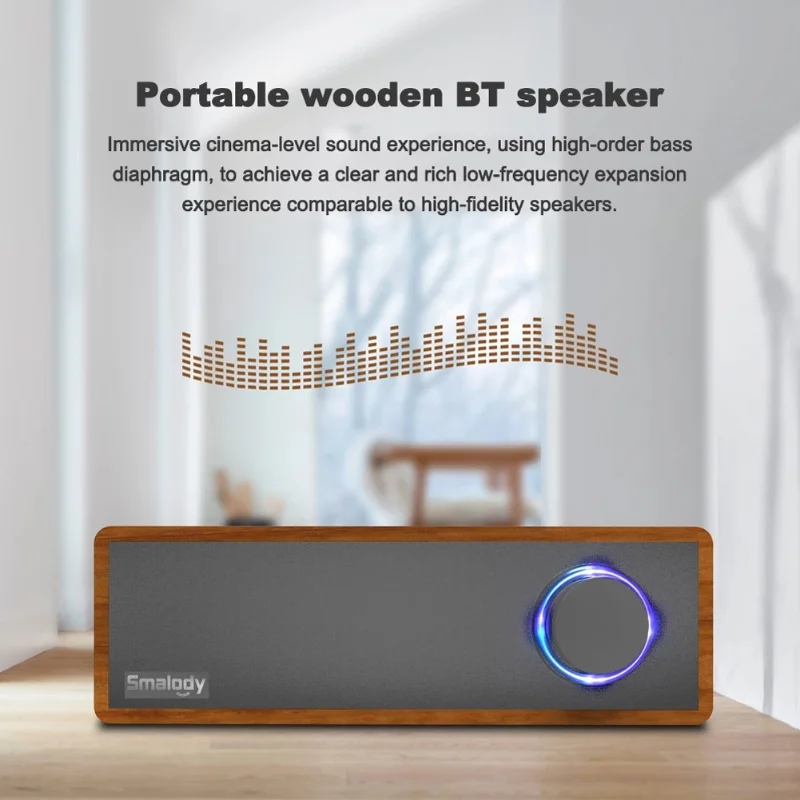 

Portable Wooden Wireless Bluetooth 5.0 Speakers Dual Speakers 3D Stereo Surround Sound Subwoofer Dynamic Diaphragm Music Center