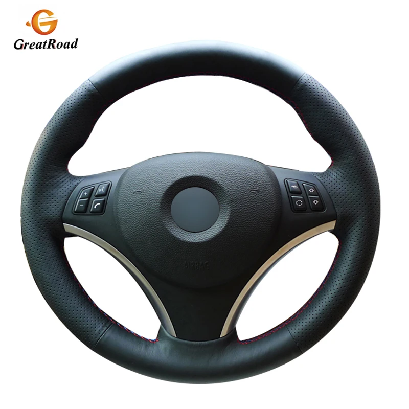 Сшитый вручную черный чехол на руль из натуральной кожи для BMW E90 320i 325i 330i 335i E87 120i