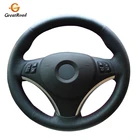 Сшитый вручную черный чехол на руль из натуральной кожи для BMW E90 320i 325i 330i 335i E87 120i 130i 120d