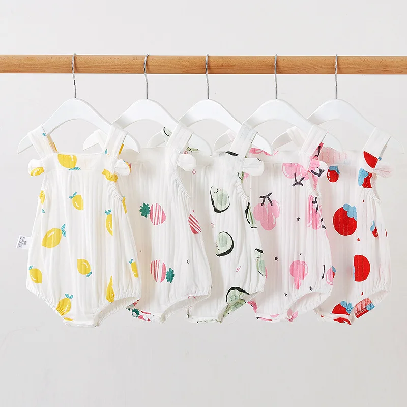 

Summer pure cotton baby triangle rompers cute newborn clothing soft breathable girls sleeveless Princess jumpsuit thin clothes