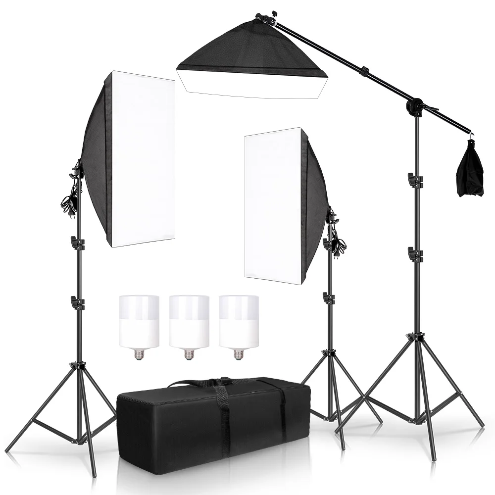 Softbox Lighting Kit Photography Studio Boom Arm for Video & YouTube Continuous Lighting Professional Lighting Set Photo Studio enlarge