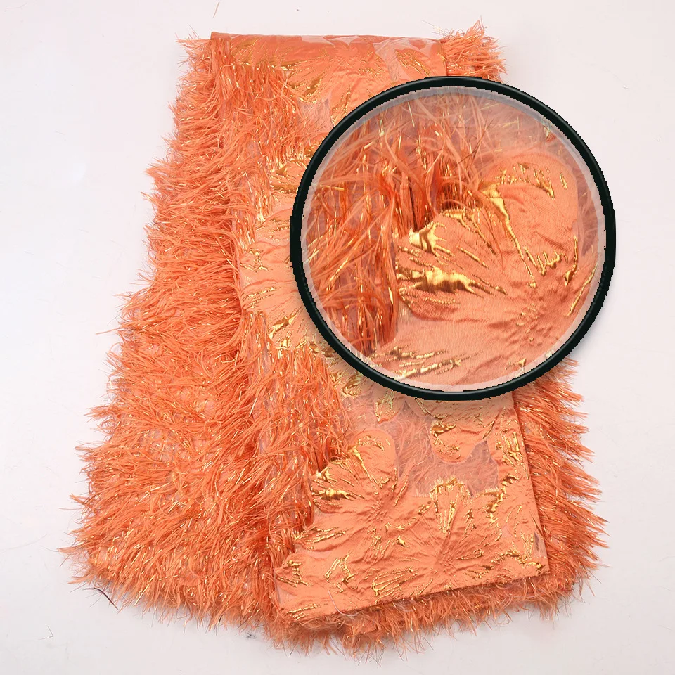 Персиковый цвет Африка Нигерия стеклянная пряжа кружево высокое качество