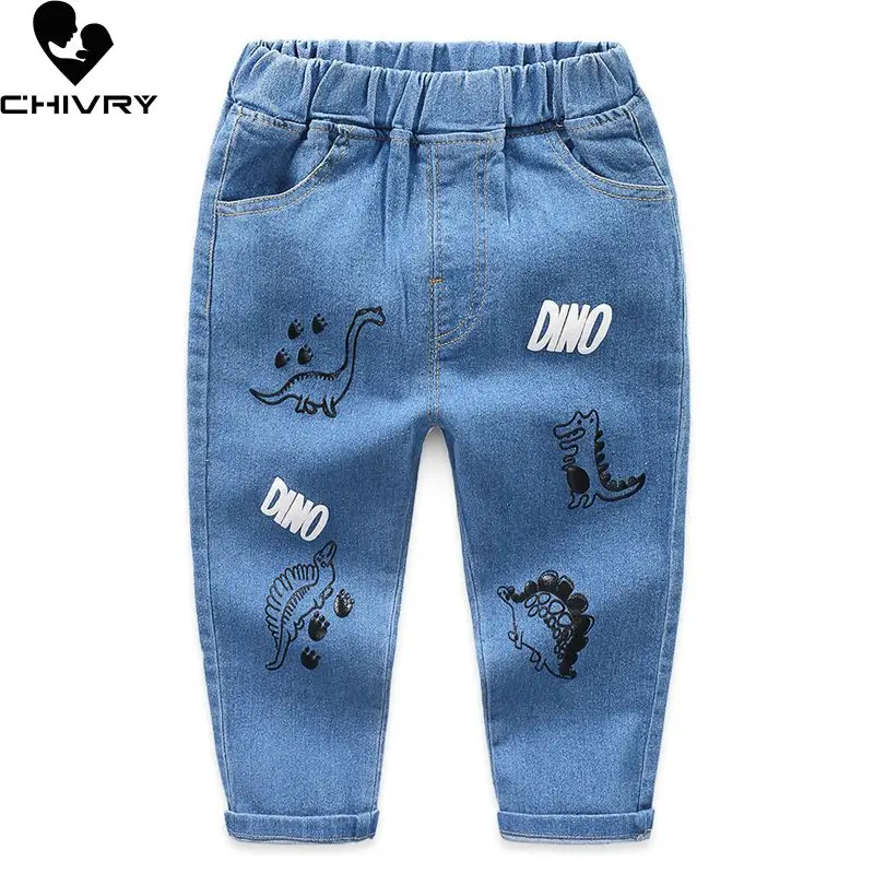 

New 2020 Kids Fashion Cartoon Dinosaur Jeans Trousers Pants Boys Denim Pants Baby Jeans Autumn Winter Clothing for 2-8 Years